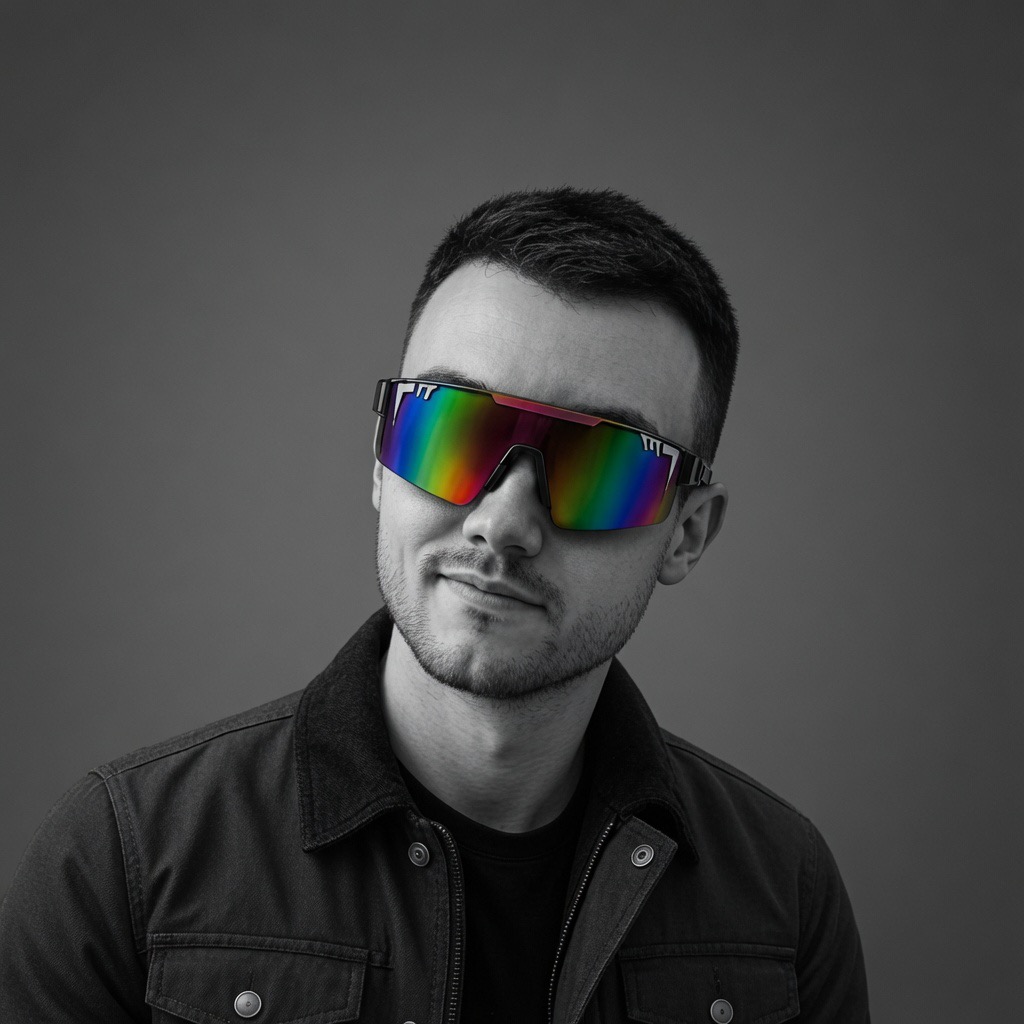 Erik wearing reflective sunglasses